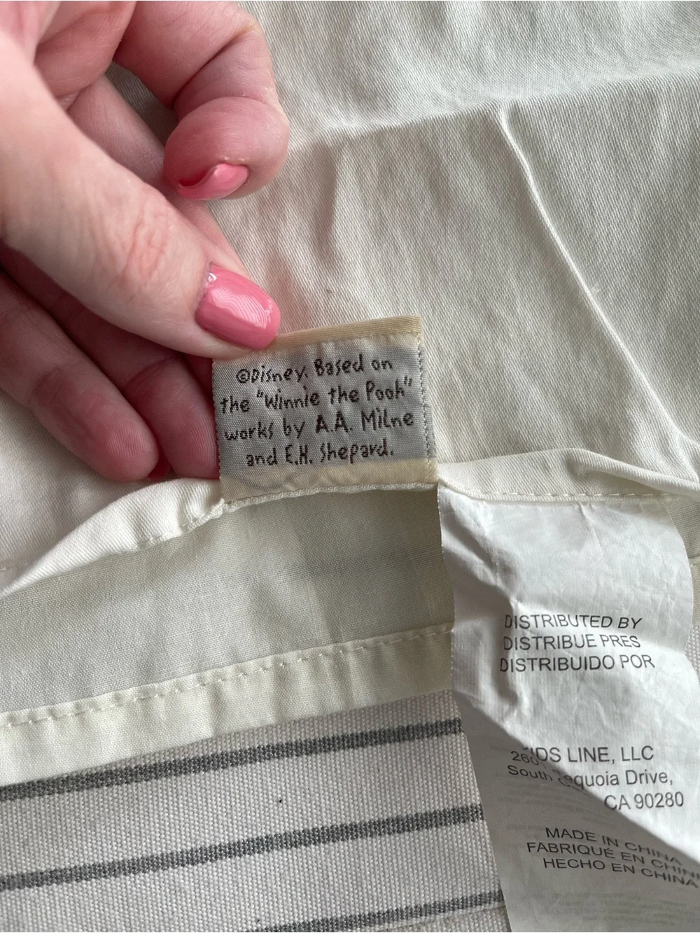 Disney Striped Neutral Cotton Winnie the Pooh valence